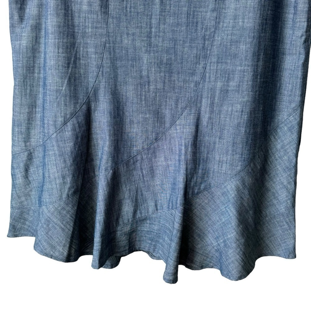 Tatum & Olivia Linen Maxi Skirt Lined Blue Godet Hem Academia Women’s Size 10/12 - Picture 5 of 8